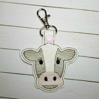 Cow Snap Tab Key Fob Embroidery Design